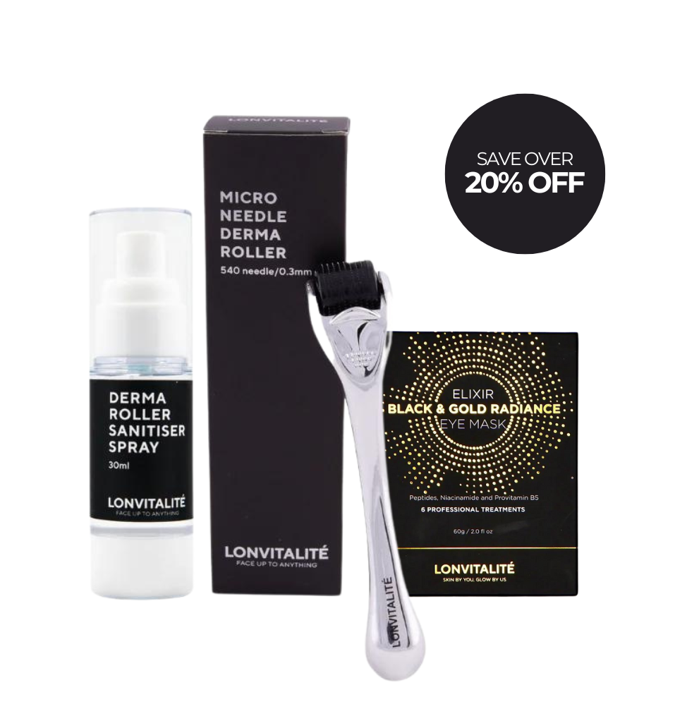 Black & Gold Eye Masks & Derma Roller Bundle
