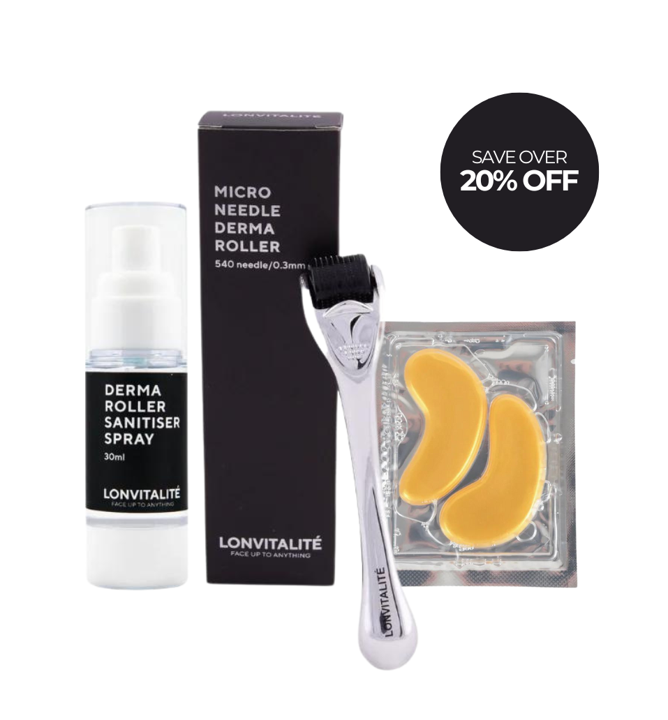 24K Gold & Collagen Eye Masks & Derma Roller Bundle